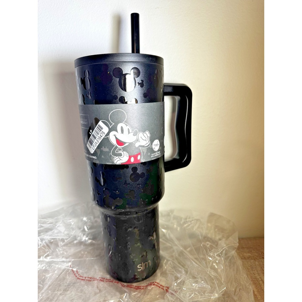 SEE PICS- Mickey Mouse Design Trek Tumbler 40 oz Simple Modern With Handle & Lid